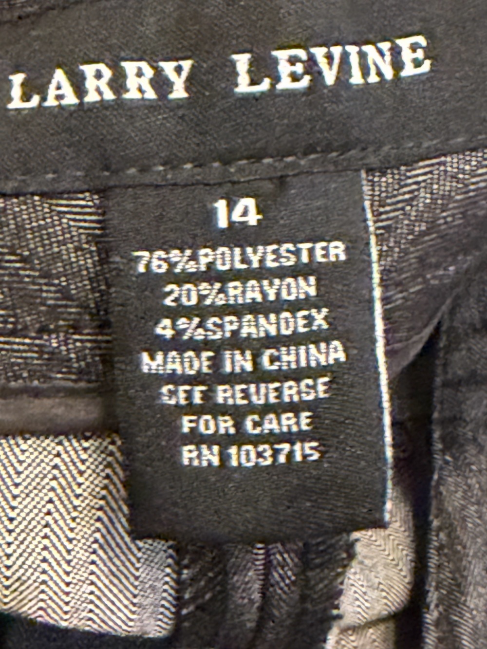 Larry Levine grey dress pants washable size 14